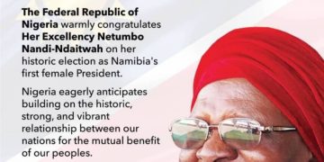 Nigeria Congratulates Namibia’s First Female President.