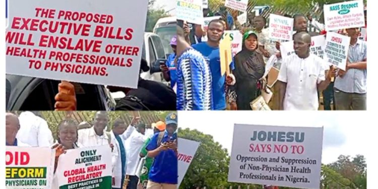 Health workers protest in Abuja, reject regulatory bill