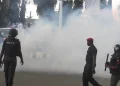 BREAKING: Police Teargas Pensioners Protesting at Lagos House