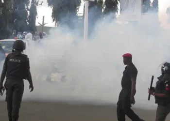 BREAKING: Police Teargas Pensioners Protesting at Lagos House