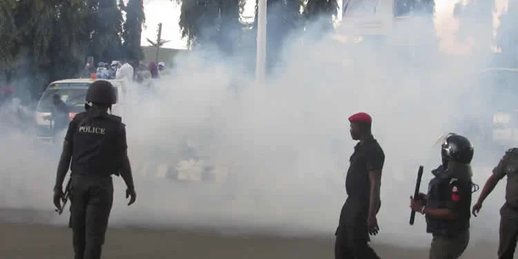 BREAKING: Police Teargas Pensioners Protesting at Lagos House